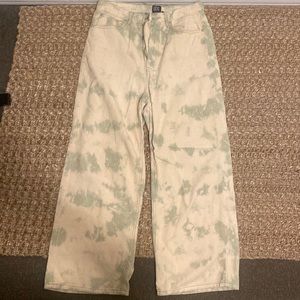 Cream and green corduroy pants